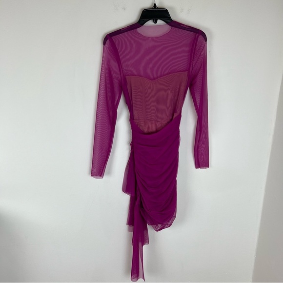 NWT Miss Circle Gillian Fuchsia Long Sleeve Mesh Dress size XS Pink - Picture 5 of 7